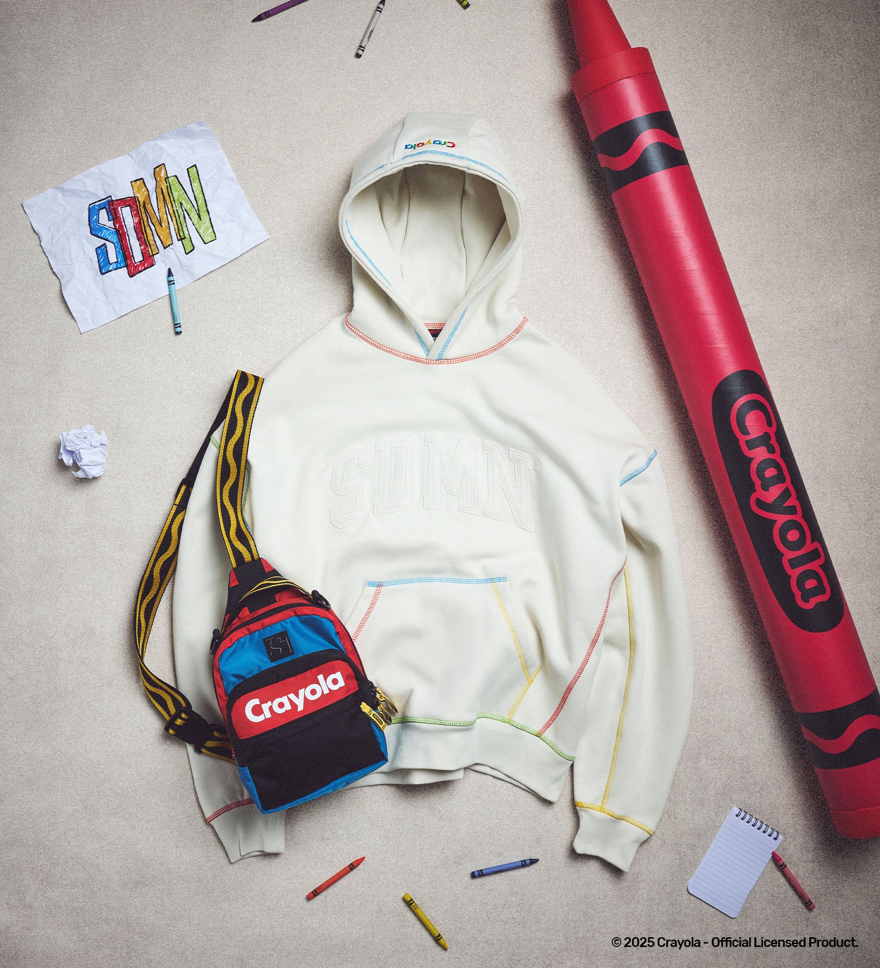 SDMN x Crayola Colour Stitch Hoodie [Buttercream] - Image 4